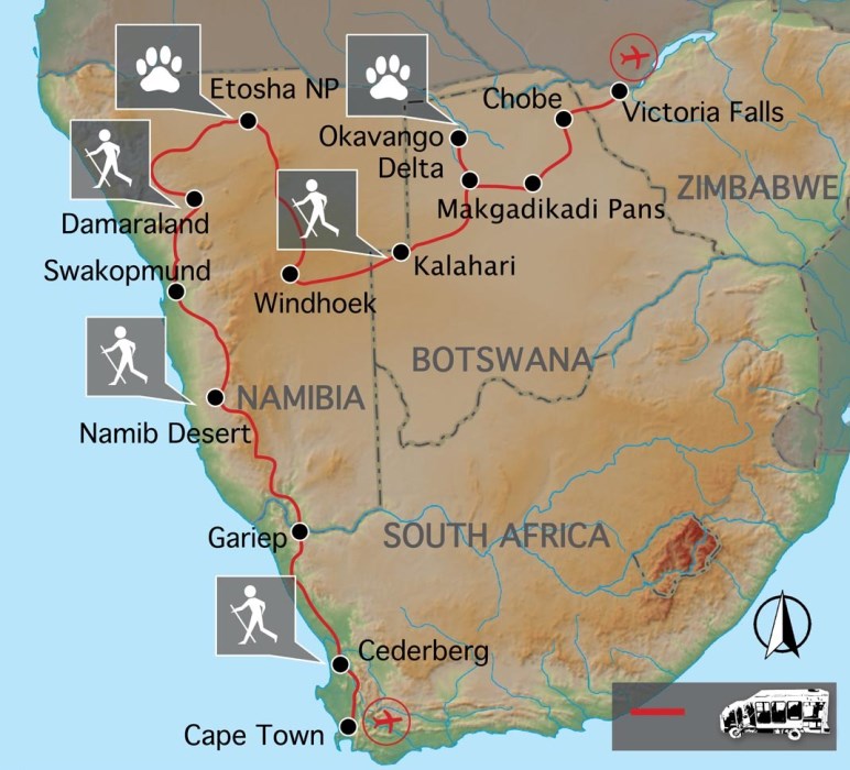 Grand Explorer: Kapstadt zu den Victoriafällen - Karte